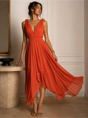 asos edition plunge cami midi dress with full skirt ASOS Design plunge wired bodice pleated skirt cami maxi dress in red